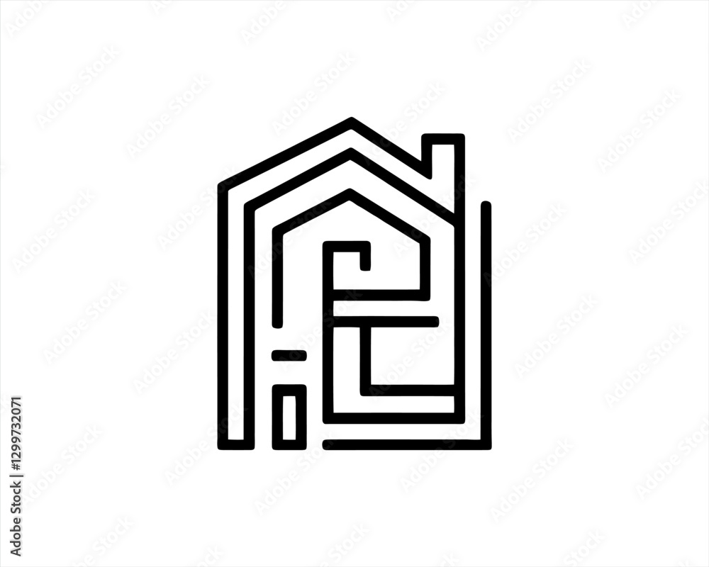 Real estate logo. Outline Building icon logo design vector illustration. Real estate logo. Outline Building icon logo design vector illustration.