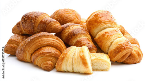 Wallpaper Mural Freshly baked assorted croissants and pastries stacked together, showcasing their flaky layers and golden brown crusts, perfect for breakfast or delightful snack Torontodigital.ca