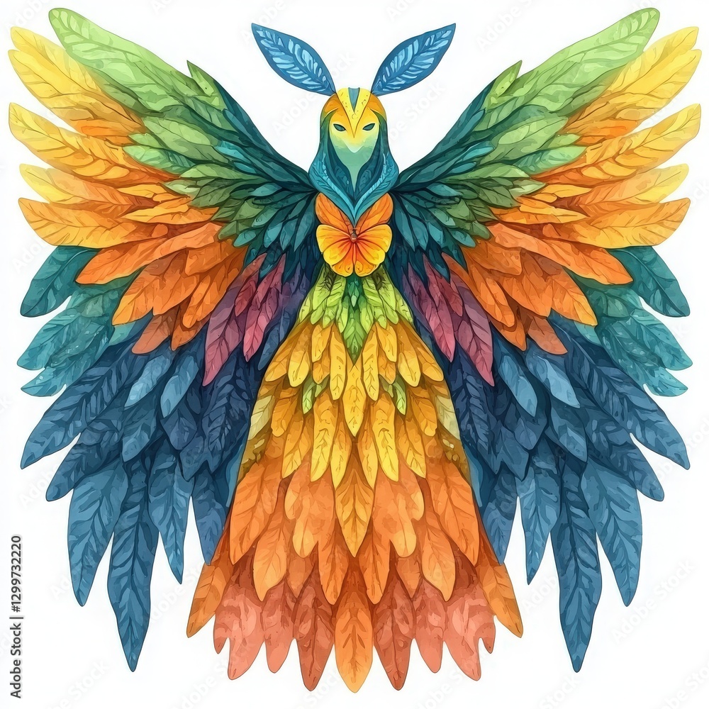 Obraz premium Colorful Avian Creature with Butterfly Accent.