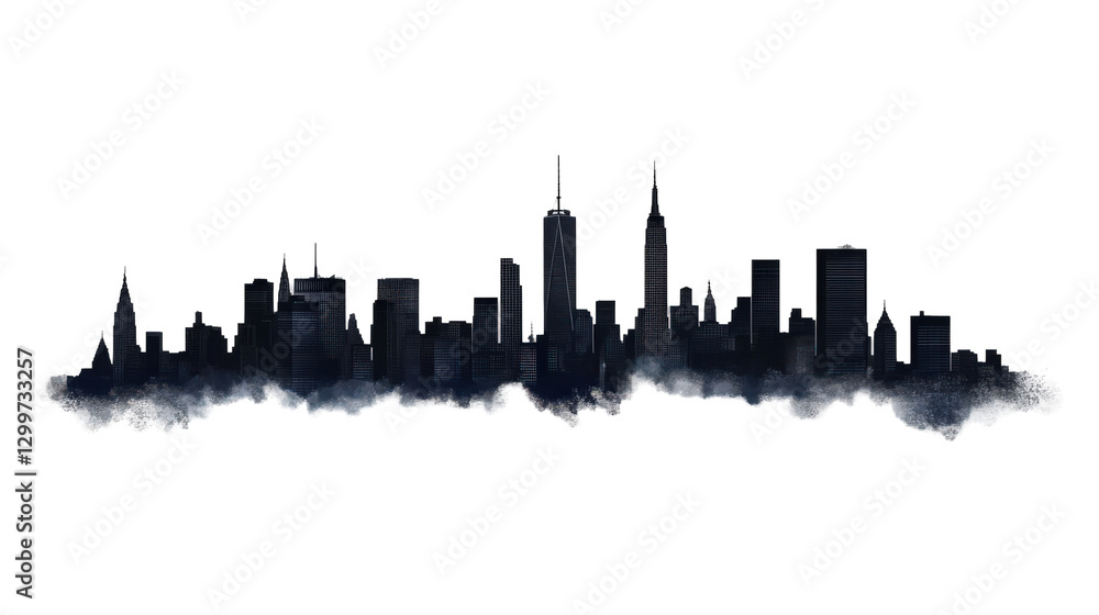 Watercolor style cityscape silhouette with transparent background perfect for design Watercolor style cityscape silhouette with transparent background perfect for design
