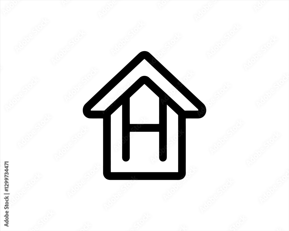 House icon logo design outline vector template.
