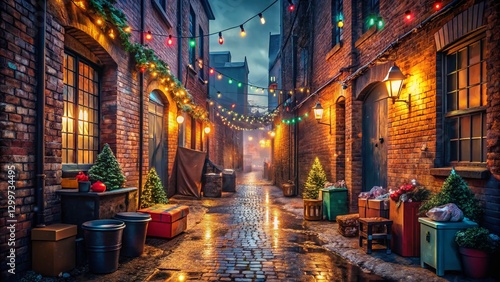 Urban Exploration: Christmas Market Hidden Alleyway - Festive Lights & Shadows