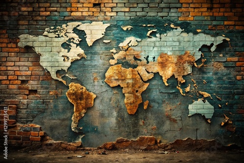 Urban Exploration: World Map Graffiti Art Photography