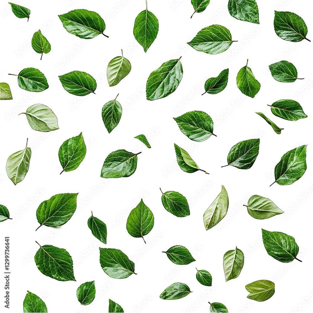 Obraz premium Green leaves pattern, black background, design element