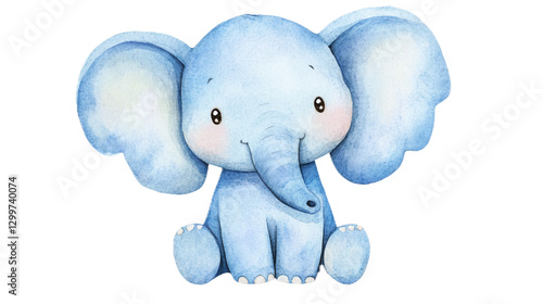 Adorable elephant watercolor art with transparent background cute baby elephant in png format for creative design projects.