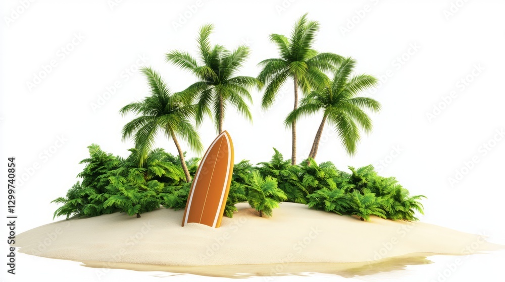Obraz premium Beach Surfboard Isolated Overview with White with Surfboard