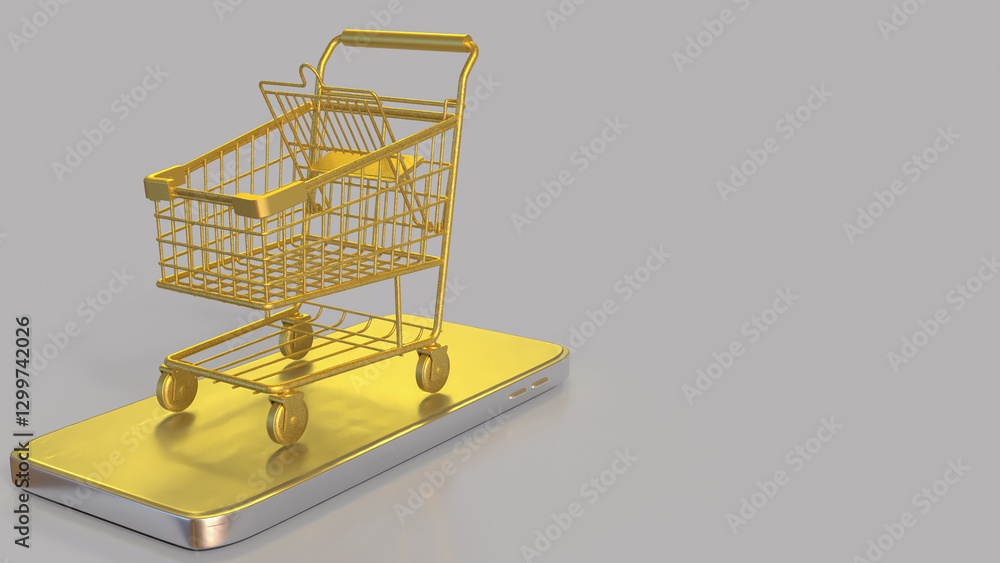 The Gold Shopping cart for Business concept 3d Rendering. The Gold Shopping cart for Business concept 3d Rendering.