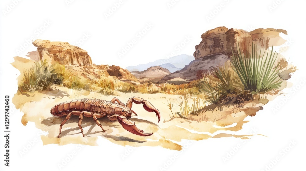 Obraz premium Desert Scorpion Isolated Moment with White with Desert