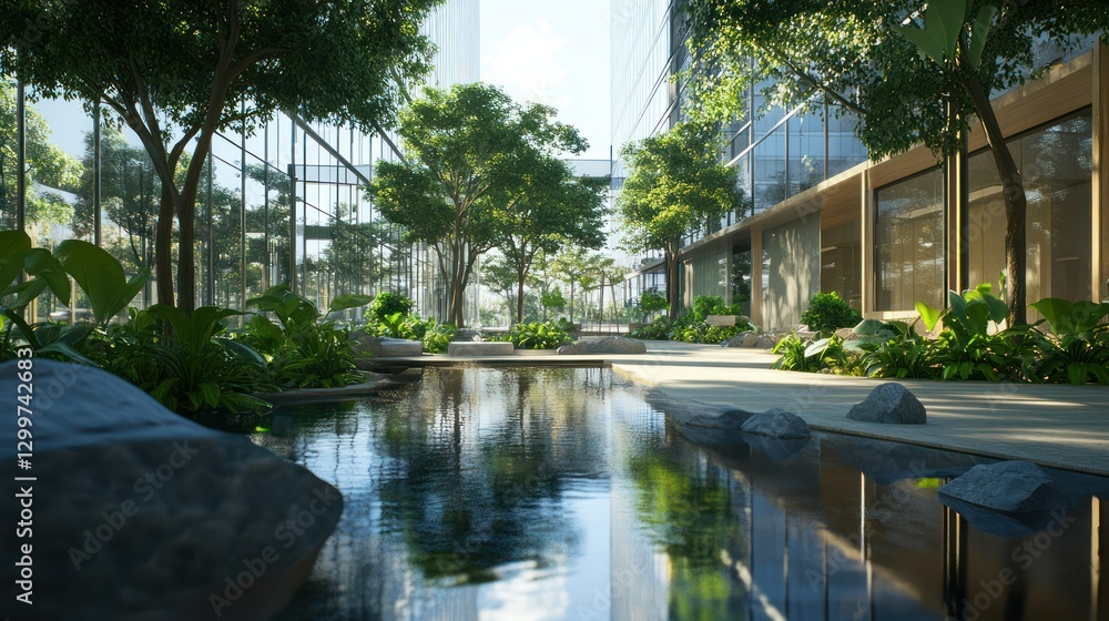 Tranquil Urban Oasis Courtyard Reflection Tranquil Urban Oasis Courtyard Reflection