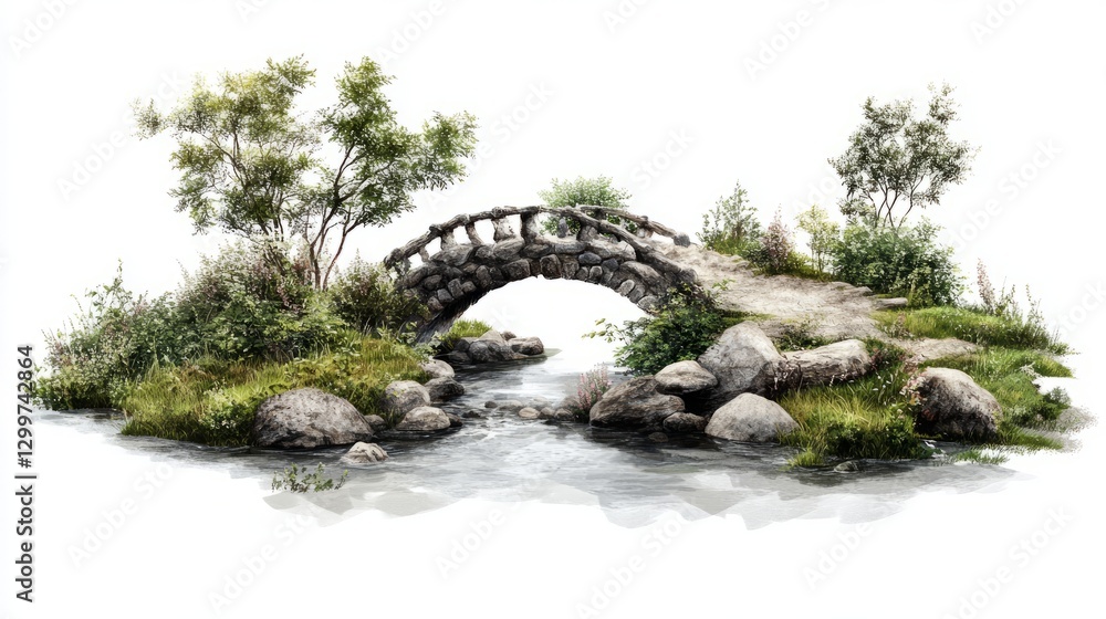 Fototapeta premium River Bridge Isolated Experience with River with Bridge