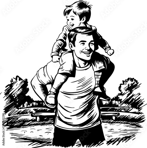 Father and son playtime in the park family bonding outdoor fun joyful environment candid perspective cherished moments