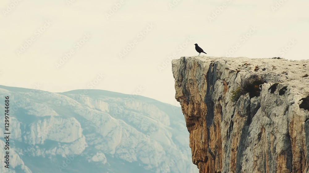 Fototapeta premium Cliff Bird Isolated Experience with Cliff with White