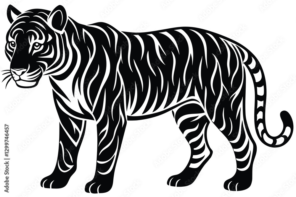 Fototapeta premium Hand drawn tiger silhouette