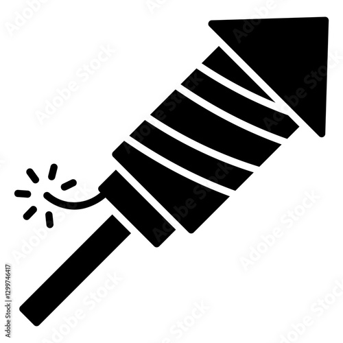 Fireworks icon with stick ready to be launched to enliven the festival celebration