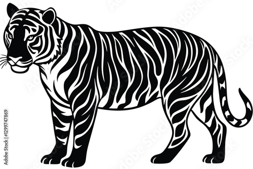 A powerful majestic tiger silhouette vector