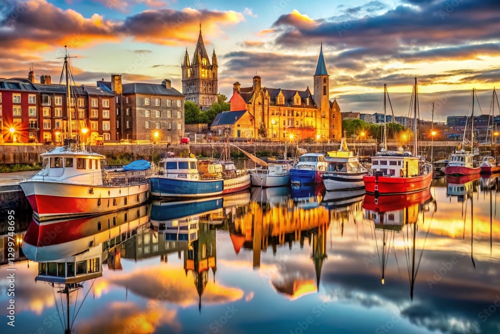Naklejka premium Victoria Dock Dundee Scotland - Panoramic High Resolution Stock Photo
