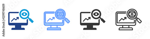 Monitoring icon set multiple style collection