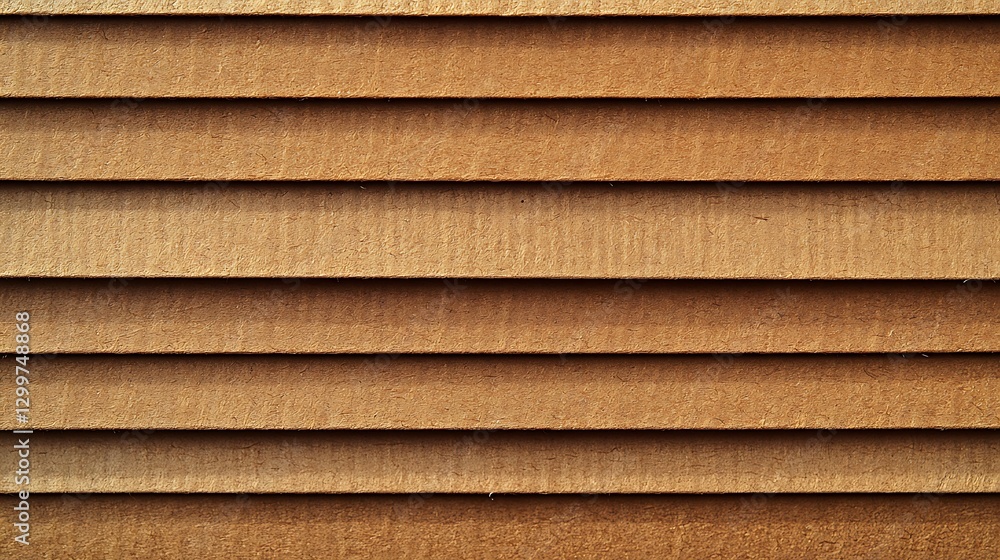 A flat texture of brown cardboard with horizontal grooves, top view, background. A flat texture of brown cardboard with horizontal grooves, top view, background.