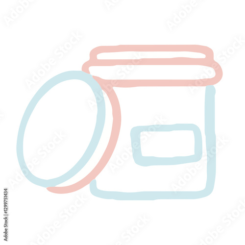Skincare Jar, Pot pastel line art - Exfoliants Scrub moisturizers