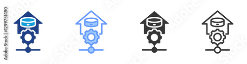Data Warehouse icon set multiple style collection