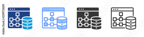 Structured Data icon set multiple style collection