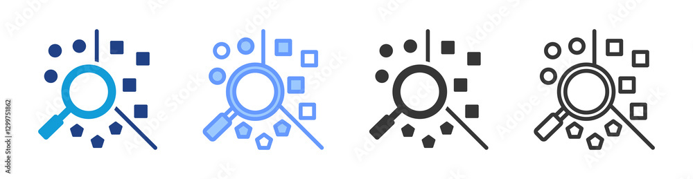 Cluster Analysis icon set multiple style collection Cluster Analysis icon set multiple style collection