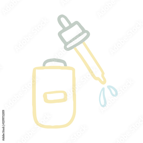 Skincare bottle dropper pastel line art - Ampule Serums essences Toner Face oil
