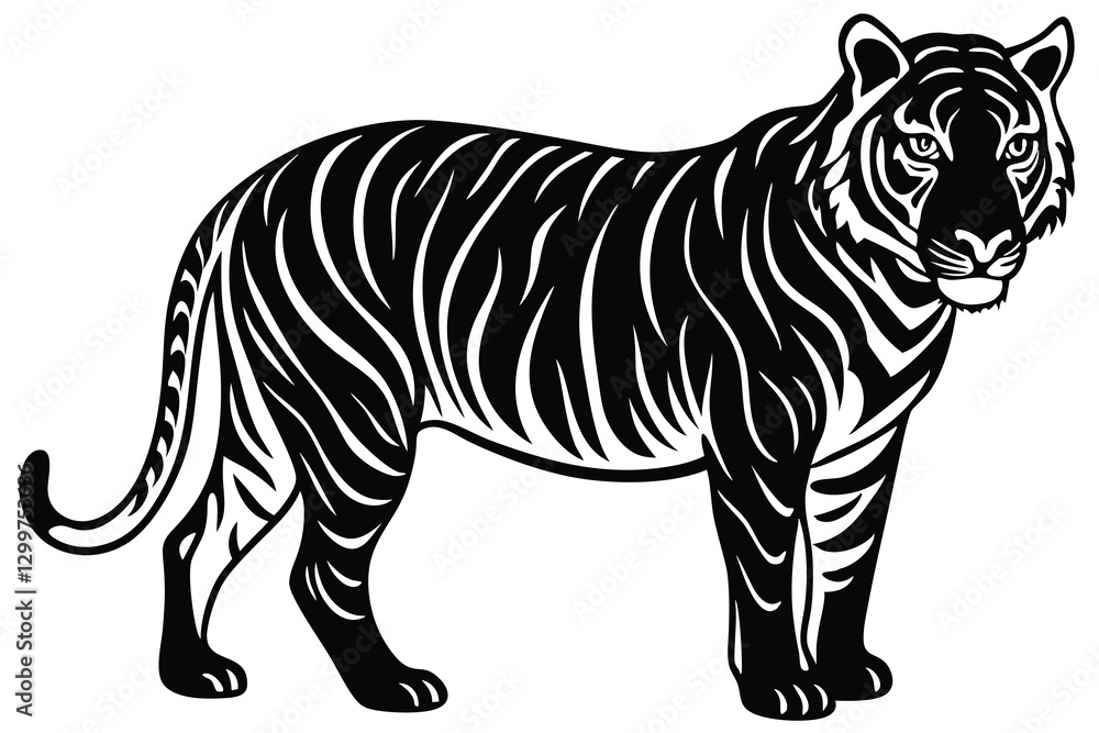 Fototapeta premium Black tiger silhouettes vector