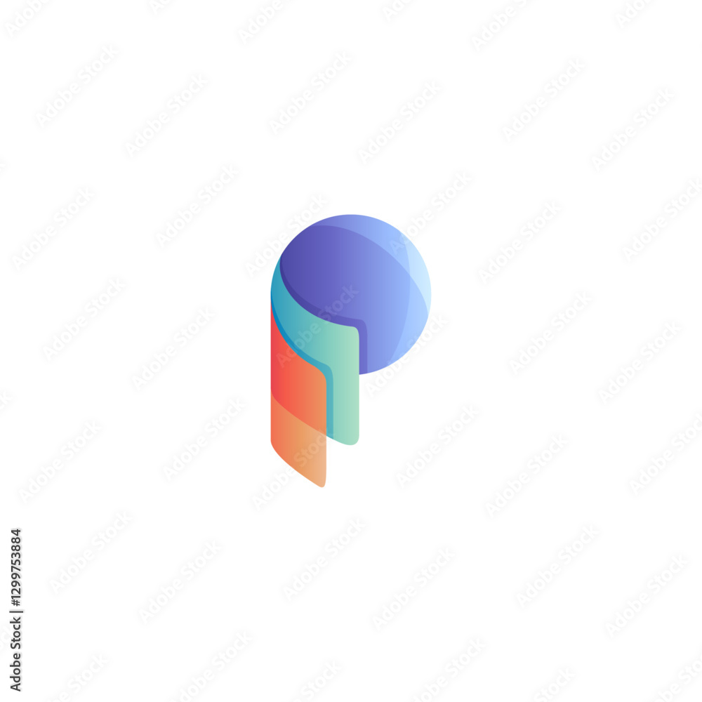 P logo with colorful modern 3D design concept