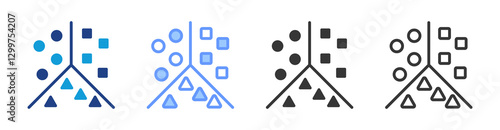 Clustering icon set multiple style collection