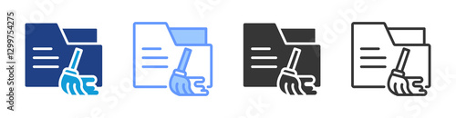 Data Cleaning icon set multiple style collection