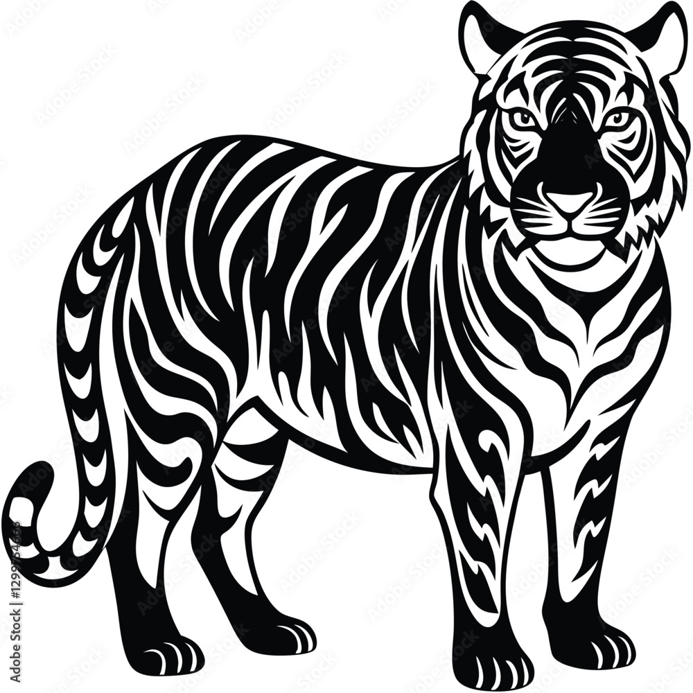 Obraz premium Black tiger silhouettes vector illustration