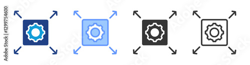 Scalability icon set multiple style collection