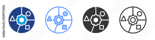 Segmentation icon set multiple style collection