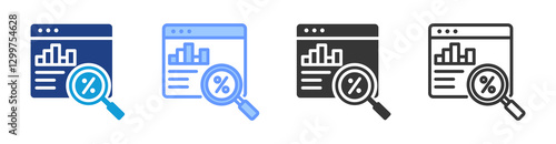 Statistical Analysis icon set multiple style collection