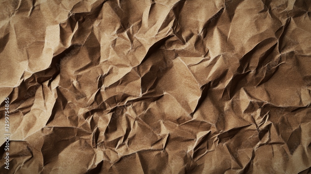 A flat texture of crumpled brown paper, perfect for adding depth and character to your designs. The texture has soft folds that add an organic feel to the background A flat texture of crumpled brown paper, perfect for adding depth and character to your designs. The texture has soft folds that add an organic feel to the background
