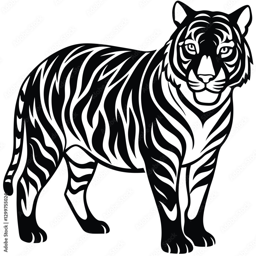 Black tiger silhouettes vector illustration Black tiger silhouettes vector illustration