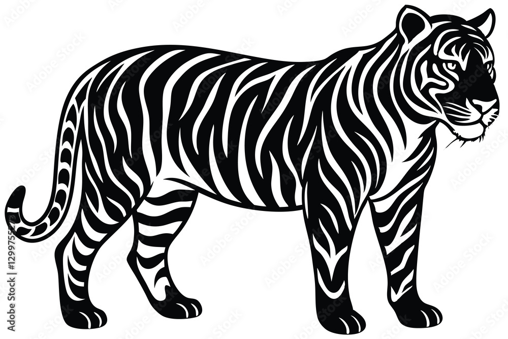 Naklejka premium Black tiger silhouettes vector illustration