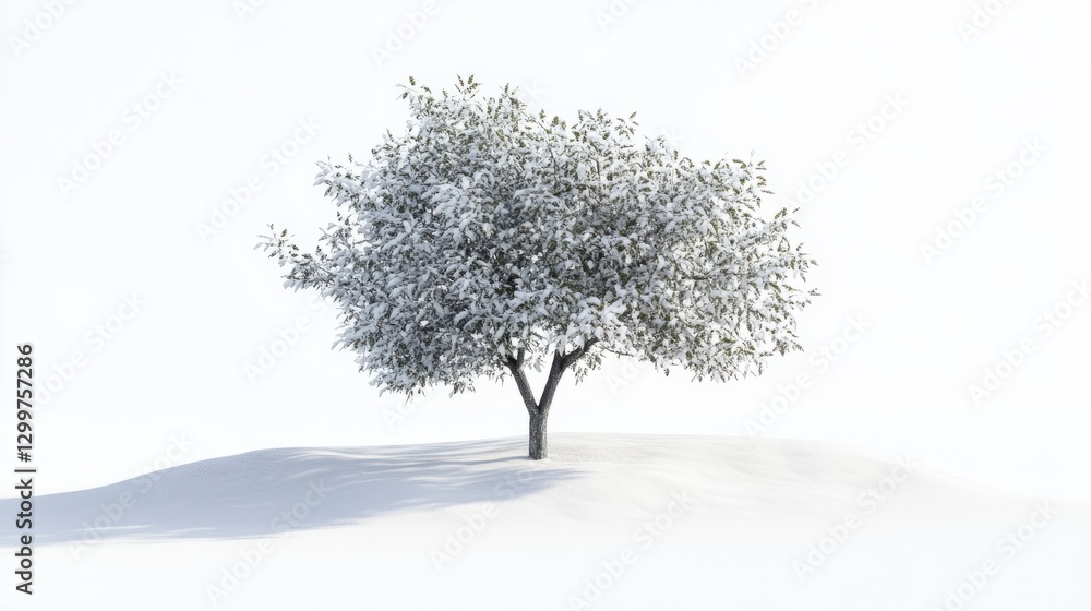 Fototapeta premium Snowy Landscape Tree Scene with White with Landscape