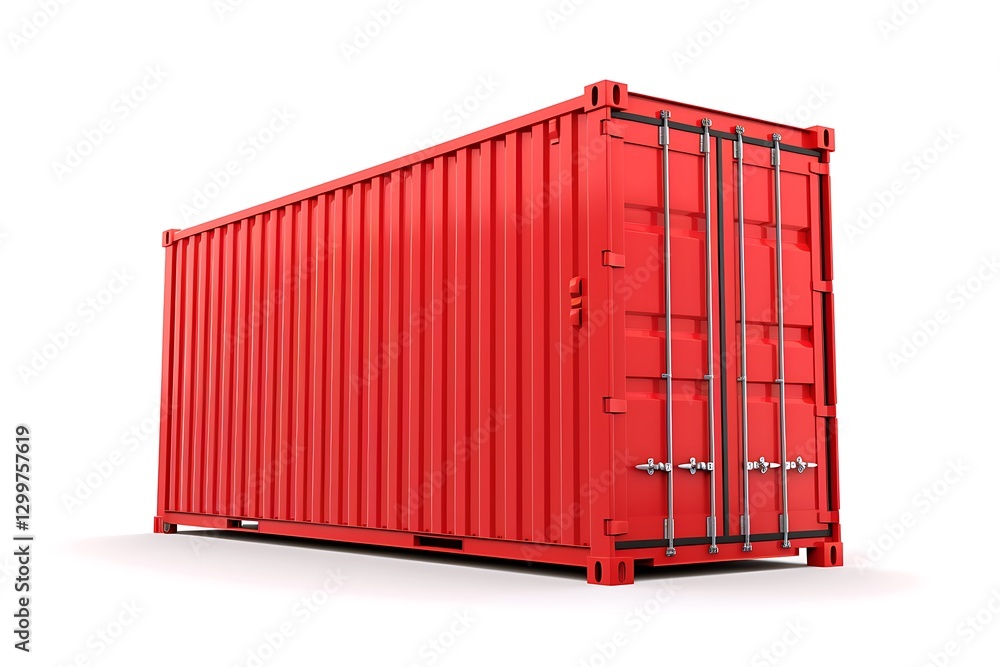Red Cargo Container isolated on white background Red Cargo Container isolated on white background