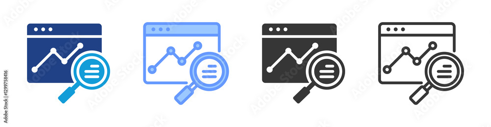 Analytics icon set multiple style collection Analytics icon set multiple style collection