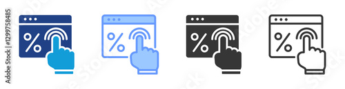 Click Through Rate icon set multiple style collection