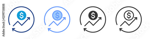 Roi icon set multiple style collection
