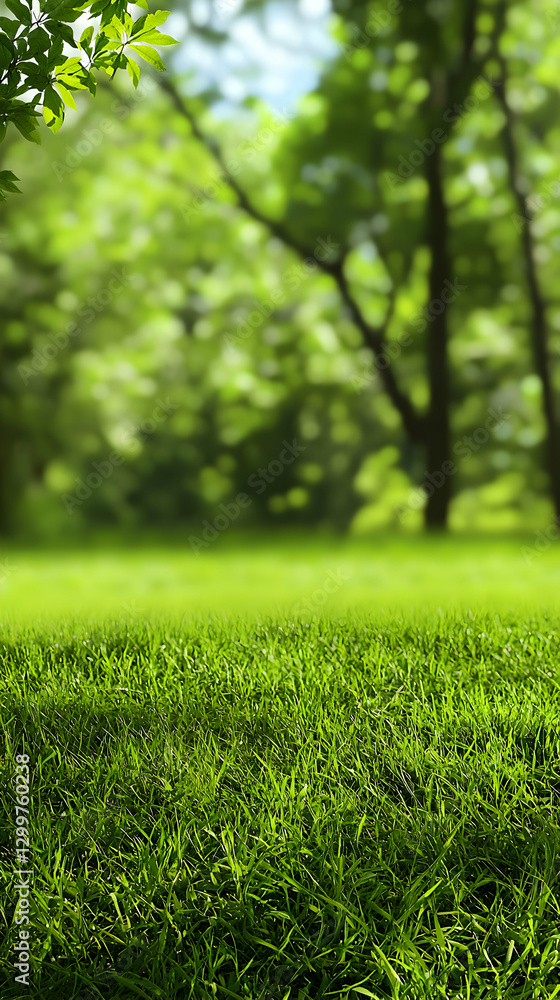 Lush Green Grass Field in a Sunny Park Lush Green Grass Field in a Sunny Park