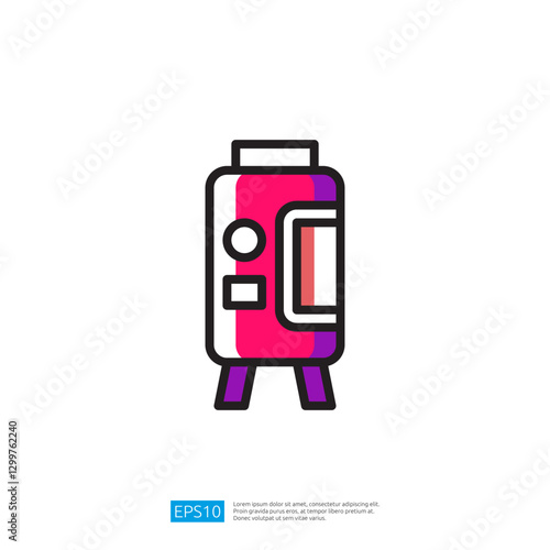 Colorful Icon of a Vending Machine with Playful Design and Simple Modern Aesthetic on Stylized Legs