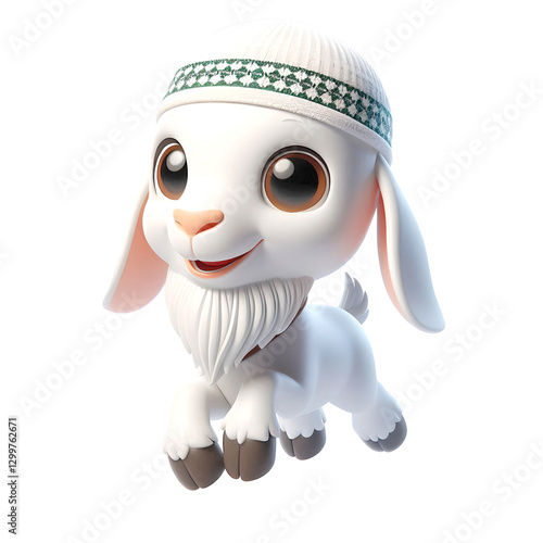 Adorable Cartoon 3D Goat, eid al adha mascot