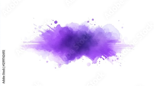 A purple splatter of paint on a white background