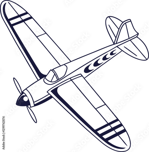 Vintage Propeller Airplane Silhouette.