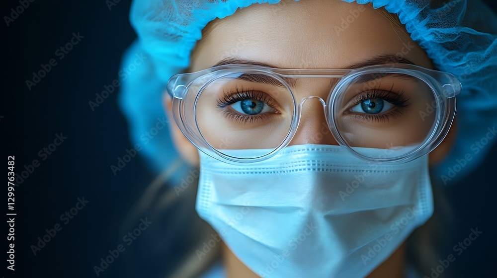 Surgeon with mask and glasses is preparing for surgery Surgeon with mask and glasses is preparing for surgery