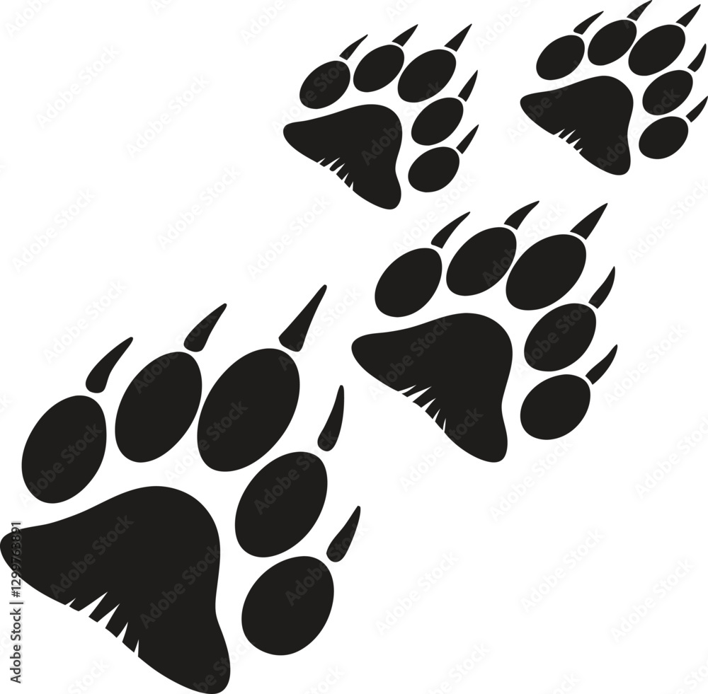 Animal Paw Print Silhouette Trail Animal Paw Print Silhouette Trail